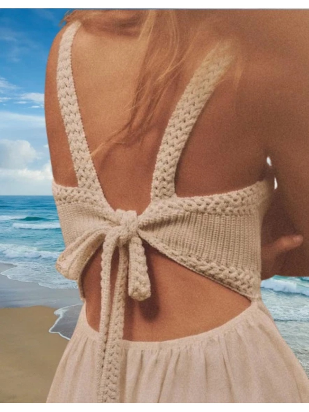 Zara Combination Cream Crochet Maxi Dress - Picture 5 of 7